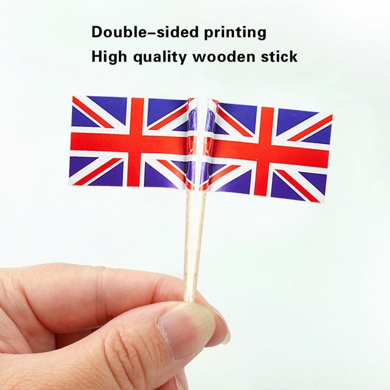 mflagperft UK Flag British Flag, Small Mini British Toothpick Flags for Food, Cupcakes, Cocktails, Appetizers, Bar Party Decorations - Image 3